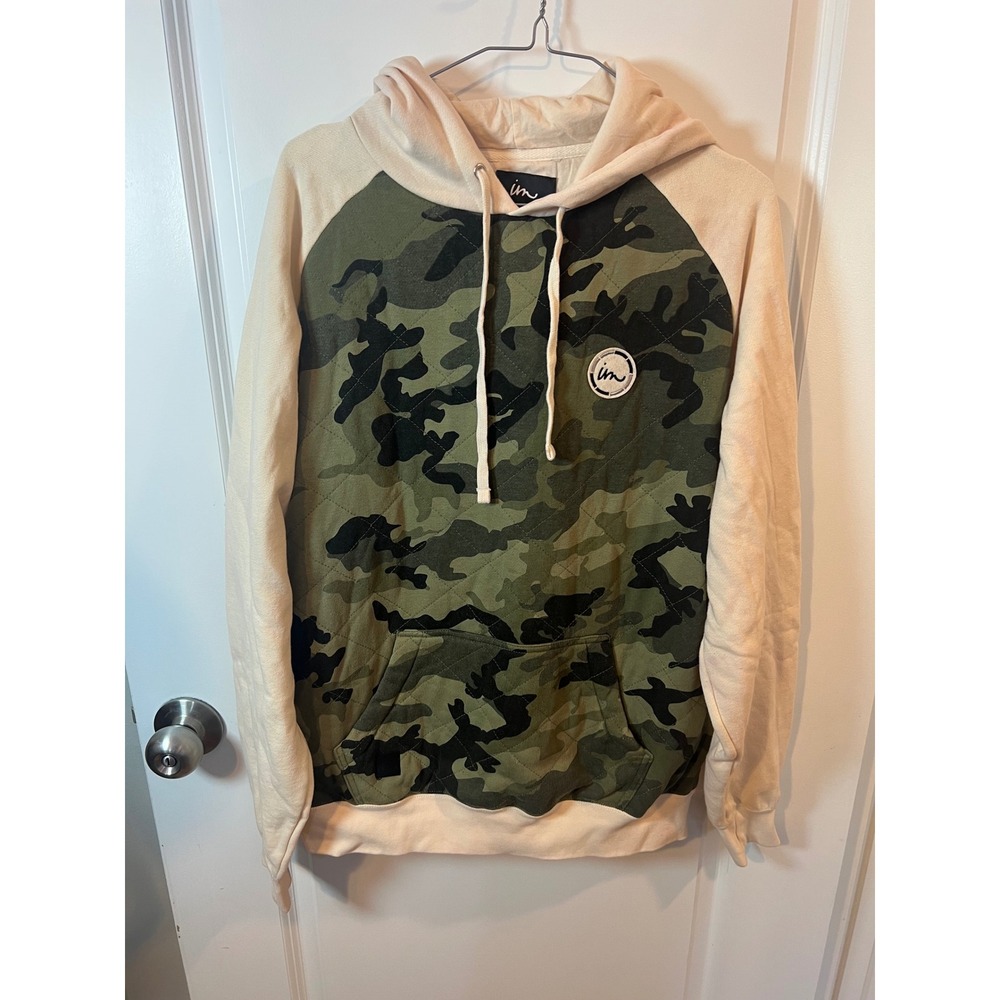 im Mens Hoodie Quilted Camouflage Green Size M
